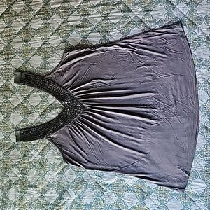 Bobeau Women's Gray Beaded Tank Top Size 1X